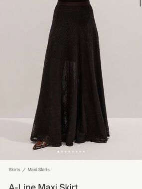 ME+EM cocoa Lace A-Line Maxi Skirt
